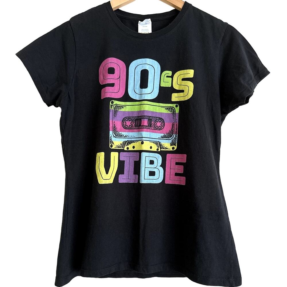 Port & Company Women's Size Medium Black‎ 90's Vibe Graphic Tee Shirt